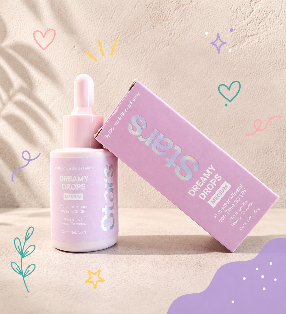 Dreamy Drops — protector mineral con color SPF 30 (tono medium)